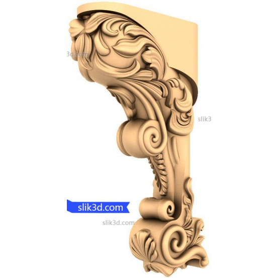 Elegant Acanthus Corbel 3D STL Model for CNC Router