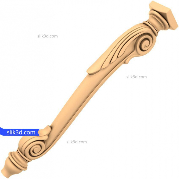 Modelo 3D de manija con espiral ornamentada para CNC Modelo 3D de manija con espiral ornamentada para CNC
