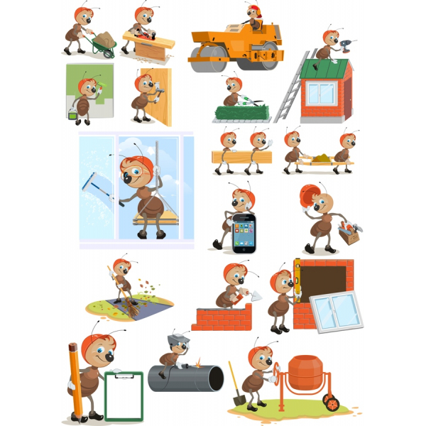 Adorable Ant-Vektor-Clipart-Set Adorable Ant-Vektor-Clipart-Set