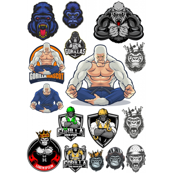 Dinamica Gorilla Clipart Set - Versatile E Vettoriali Illustrazioni Dinamica Gorilla Clipart Set - Versatile E Vettoriali Illustrazioni