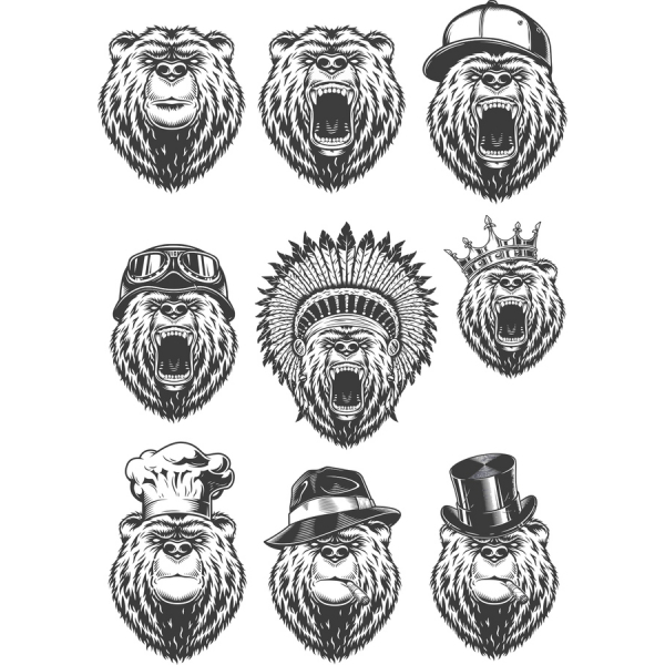 Wildly Expressive Bear Clipart Set Wildly Expressive Bear Clipart Set