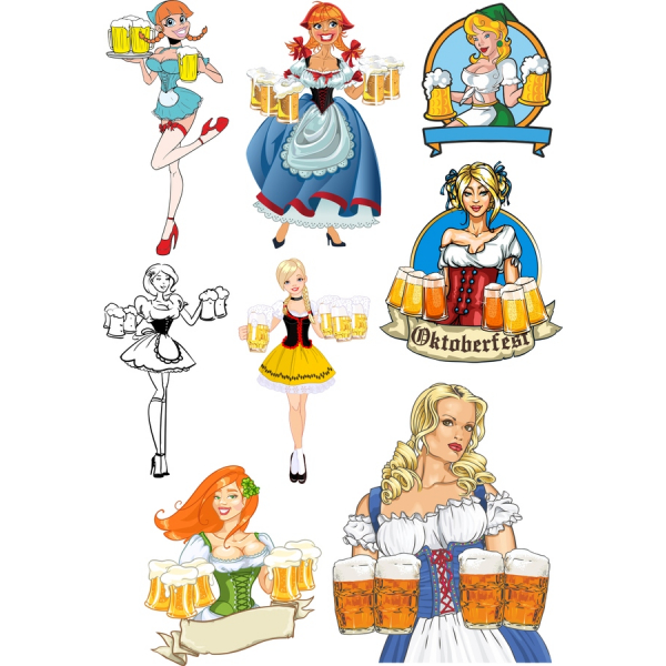 Oktoberfest বিয়ার Maidens ভেক্টর সংগ্রহ Oktoberfest বিয়ার Maidens ভেক্টর সংগ্রহ