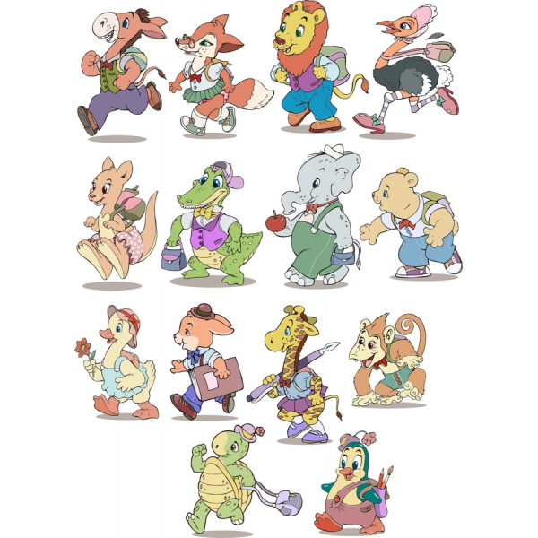 Charming Animal Characters Vector Illustration Set Charming Animal Characters Vector Illustration Set