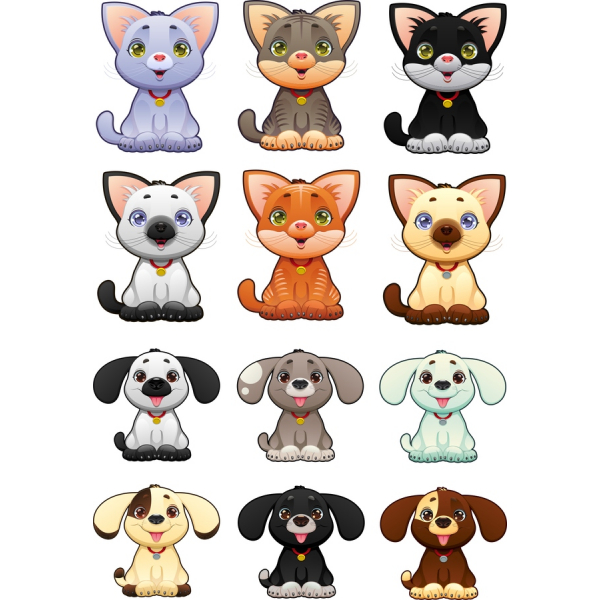 Adorable Vector Clipart of Cats and Dogs - Cute Pet Illustrations