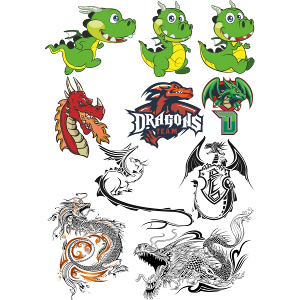 Set клипартов Dragons - Parlaq Vektor Təsvirlər Set клипартов Dragons - Parlaq Vektor Təsvirlər