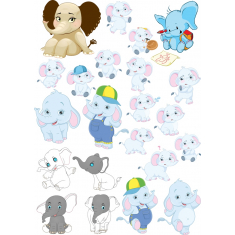 Adorabile Elefante Clipart Bundle