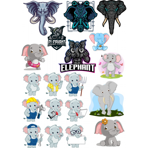 Slon Vektorové Kliparty Bundle Slon Vektorové Kliparty Bundle