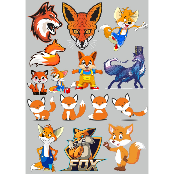 فوكس Clipart مجموعة لعوب الرسوم التوضيحية في SVG PNG