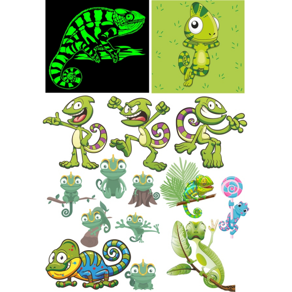 Chameleon Clipart Bundle E Vivaci Illustrazioni Vettoriali Chameleon Clipart Bundle E Vivaci Illustrazioni Vettoriali