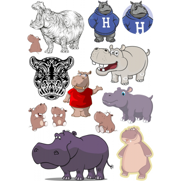 Hippo Vettoriale Clipart Bundle - Cute & Giocoso Illustrazioni Hippo Vettoriale Clipart Bundle - Cute & Giocoso Illustrazioni
