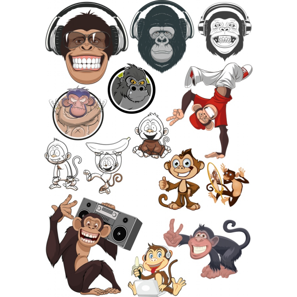 Giocoso Scimmia Vettoriale Clipart Bundle Giocoso Scimmia Vettoriale Clipart Bundle
