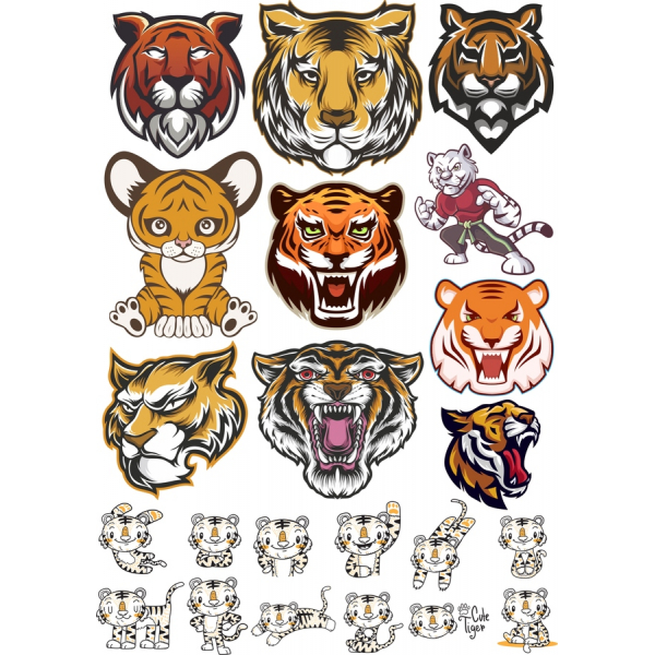 Tiger Illustrationer, Vektor Set - Høj Kvalitet SVG-og PNG-Filer
