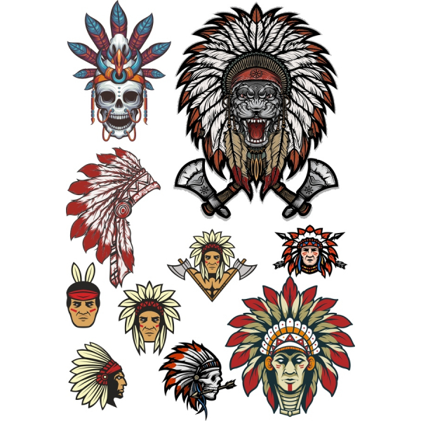 Nativi Americani Clipart Vector Set - Culturale Di Ispirazione Art