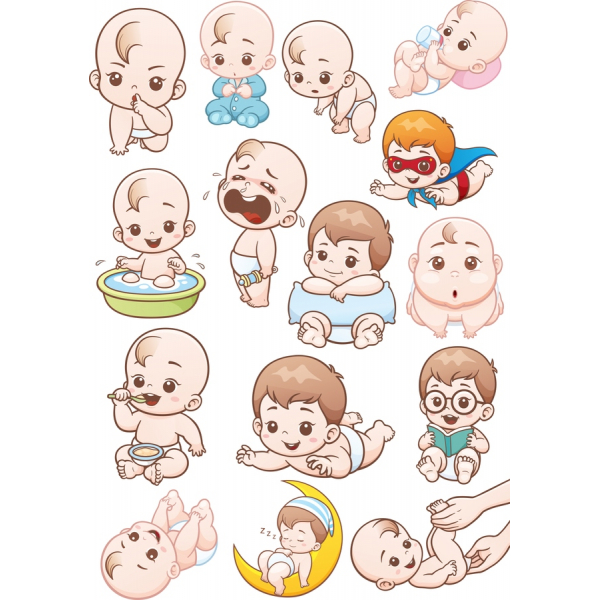 Adorable Baby Vector Illustrations Clipart Set Adorable Baby Vector Illustrations Clipart Set
