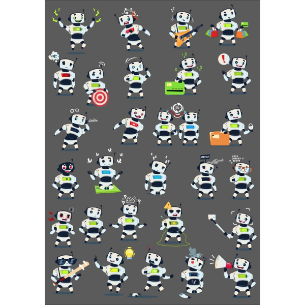 Roboter-Charakter-Clipart-Sammlung Roboter-Charakter-Clipart-Sammlung