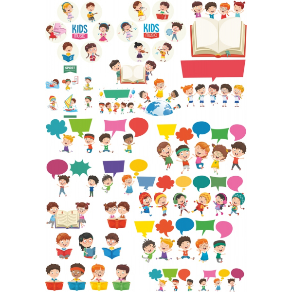 الاطفال Clipart مجموعة نابضة بالحياة التوضيحية للمشاريع الإبداعية