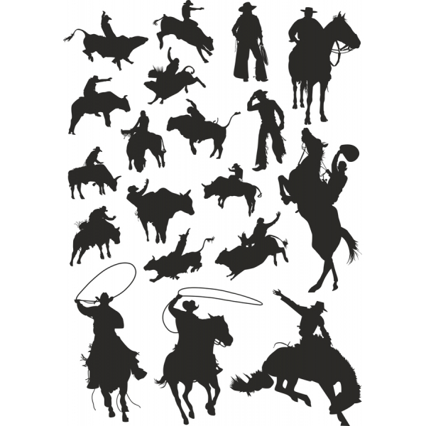 رعاة البقر Clipart مجموعة روديو الصور الظلية رعاة البقر Clipart مجموعة روديو الصور الظلية