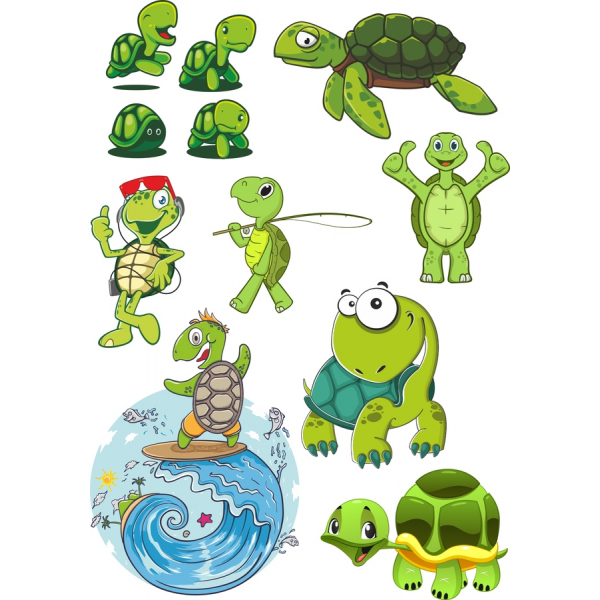 Tortuga Vector de imágenes Prediseñadas de Paquete - Versátil y Encantador Ilustraciones