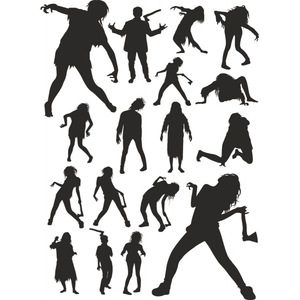 Zombie Silhouettes Vector Clipart Set Zombie Silhouettes Vector Clipart Set