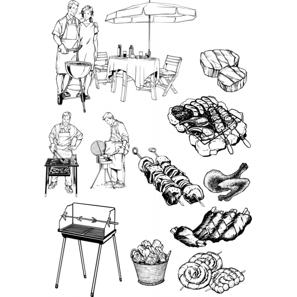 Set клипартов üçün bbq - ən Yaxşı illüstrasiyalar hazırlanması üçün qrildə Set клипартов üçün bbq - ən Yaxşı illüstrasiyalar hazırlanması üçün qrildə
