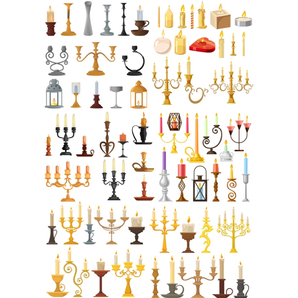 A Lume Di Candela Eleganza La Collezione, Vettoriali Illustrazioni Di Candela A Lume Di Candela Eleganza La Collezione, Vettoriali Illustrazioni Di Candela