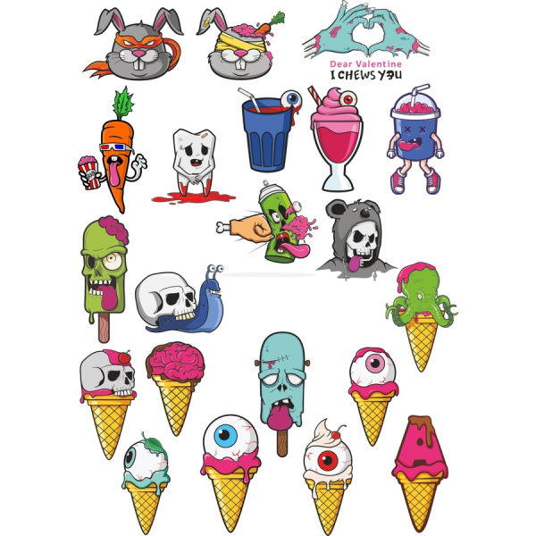 Lækkert Uhyggelig Vektor Clipart Sæt Lækkert Uhyggelig Vektor Clipart Sæt