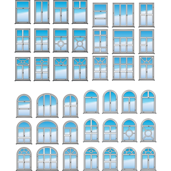 Elegant Window Designs Collection - Vector Cliparts Set Elegant Window Designs Collection - Vector Cliparts Set