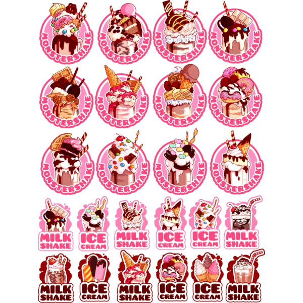 Monster Shake & Ice Cream Vector Clipart Set Monster Shake & Ice Cream Vector Clipart Set