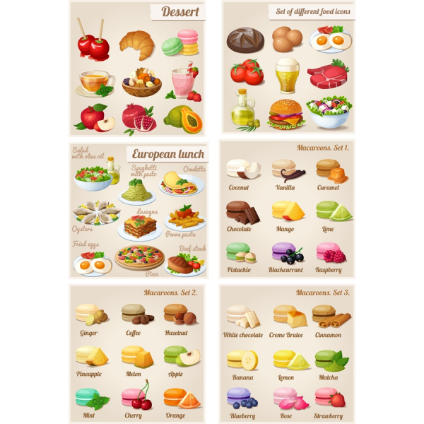 La Comida Gourmet Clipart Set - Deliciosas Ilustraciones De Vectores La Comida Gourmet Clipart Set - Deliciosas Ilustraciones De Vectores
