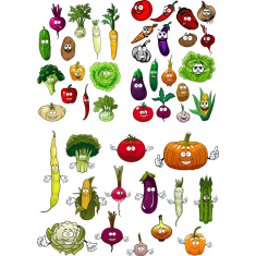 Munter Vegetabilsk Karakter Clipart Sæt