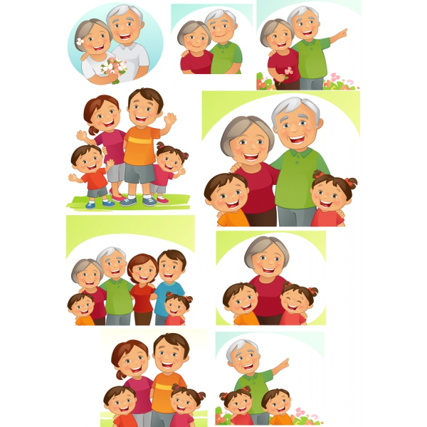 Familie Freude Vektor-Illustration Gesetzt Familie Freude Vektor-Illustration Gesetzt