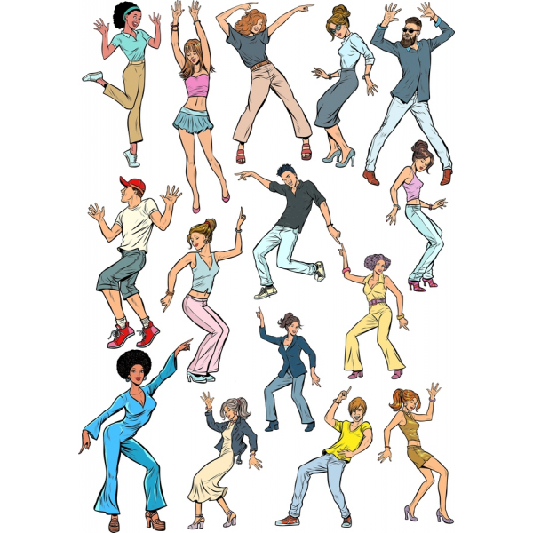 Groovy Danza Clipart Set: Vivaci Illustrazioni Vettoriali Groovy Danza Clipart Set: Vivaci Illustrazioni Vettoriali