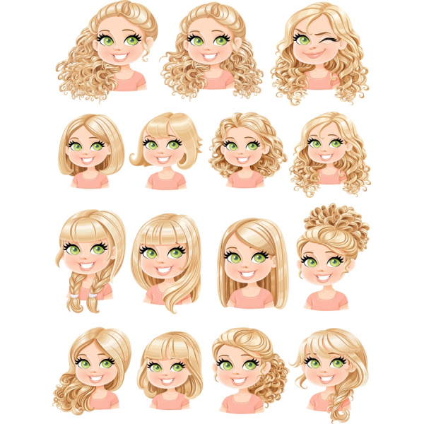 Capelli Biondi Clipart Vector Set Capelli Biondi Clipart Vector Set