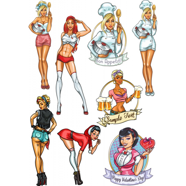 Ludique Vecteur Clipart Ensemble d'Élégants Personnages Féminins Ludique Vecteur Clipart Ensemble d'Élégants Personnages Féminins