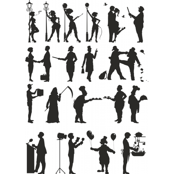 วินเทจ Silhouette เว็กเตอ Clipart ตั้งค่า วินเทจ Silhouette เว็กเตอ Clipart ตั้งค่า