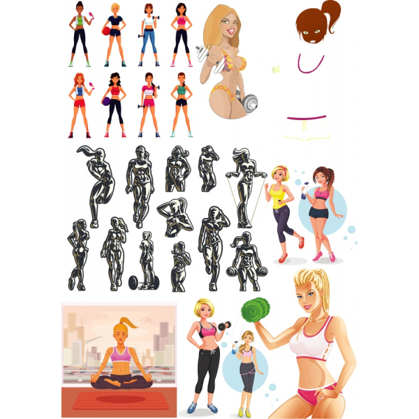 Visokog Kvaliteta Fitness Vektor Clipart Postavio Visokog Kvaliteta Fitness Vektor Clipart Postavio