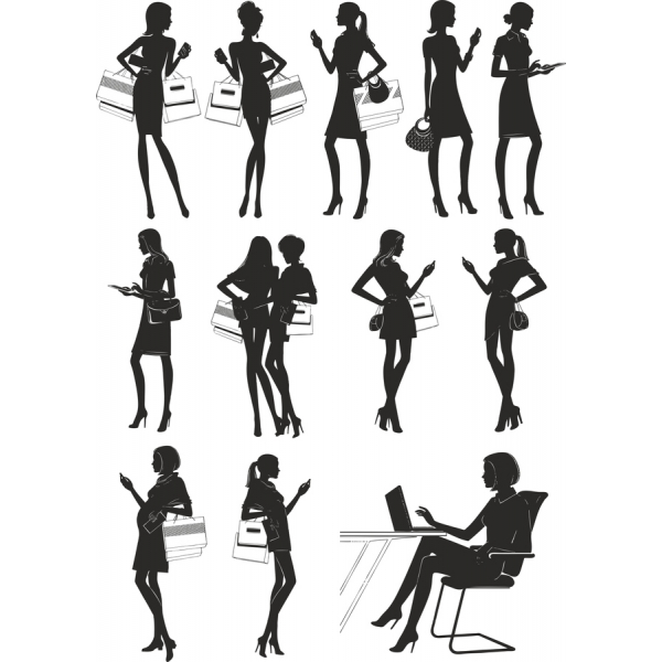 Elegant Women Silhouettes Vector Clipart Bundle Elegant Women Silhouettes Vector Clipart Bundle