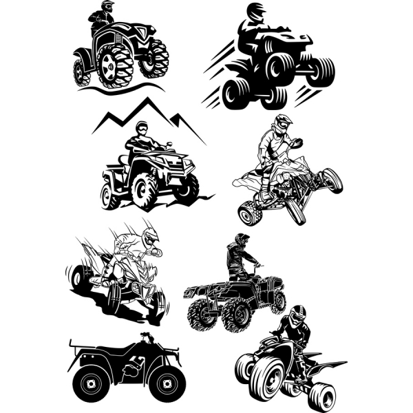 ATV Dobrodružství Vektor Klipart Balík ATV Dobrodružství Vektor Klipart Balík