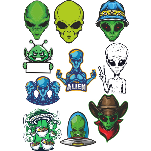 Alien Clipart Vector Set - Distracție și pline de culoare Ilustrații Extraterestre