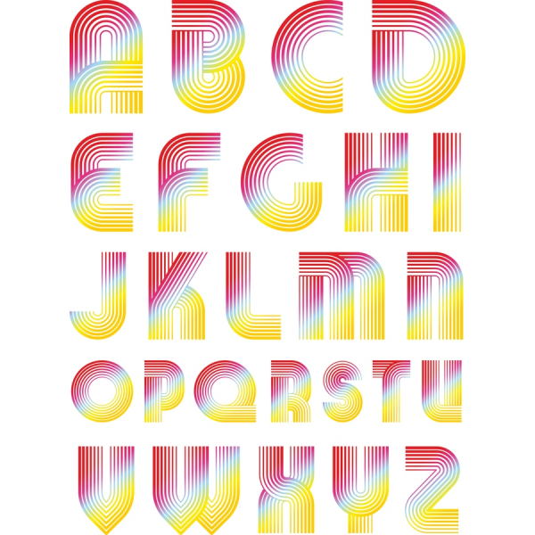 Retro Rainbow Alfabet Vektor Set - SVG & PNG-Filer Retro Rainbow Alfabet Vektor Set - SVG & PNG-Filer