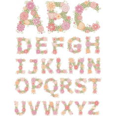 Blommig Alfabetet Clipart Paket - A-Z Blomma Brev