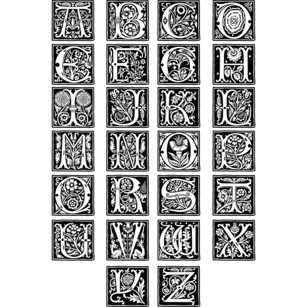 Floral Alfabeto Vector Paquete - 26 Intrincado Letras