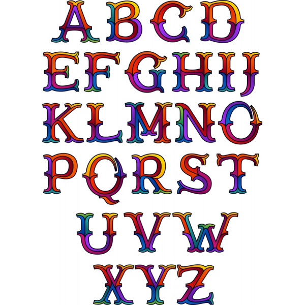 Retro Rainbow Alfabet Sæt - Levende Vektor Cliparts Retro Rainbow Alfabet Sæt - Levende Vektor Cliparts