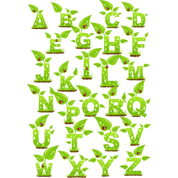 Green Leaf Alphabet Clipart Set Green Leaf Alphabet Clipart Set