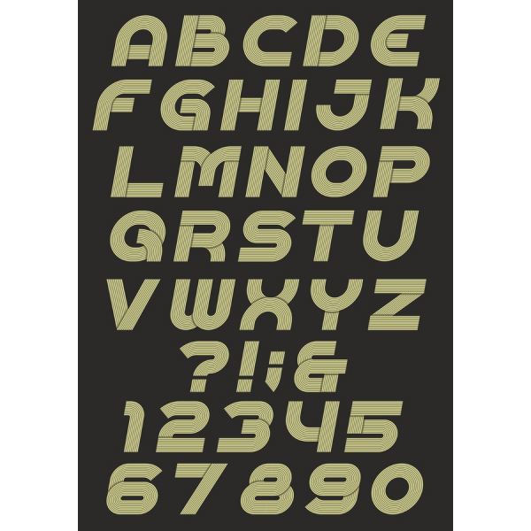 Retro Line Art Font Set - Vektorové Ilustrace Typografie Retro Line Art Font Set - Vektorové Ilustrace Typografie