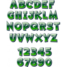 Green Glossy Alphabet and Numbers Set