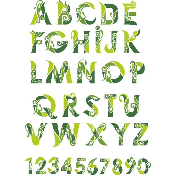 Elegante Artistieke Alfabet En Nummer Vector Clipart Elegante Artistieke Alfabet En Nummer Vector Clipart