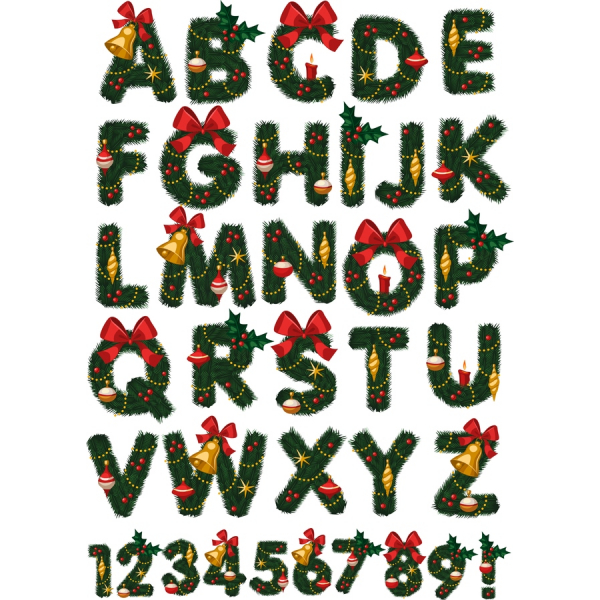 Ghirlanda di natale Alfabeto Vettoriale Set - Festa SVG & PNG Clipart Ghirlanda di natale Alfabeto Vettoriale Set - Festa SVG & PNG Clipart