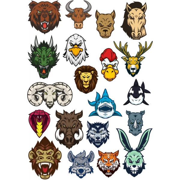Vibrant Animal Head Vector Illustrations Bundle Vibrant Animal Head Vector Illustrations Bundle