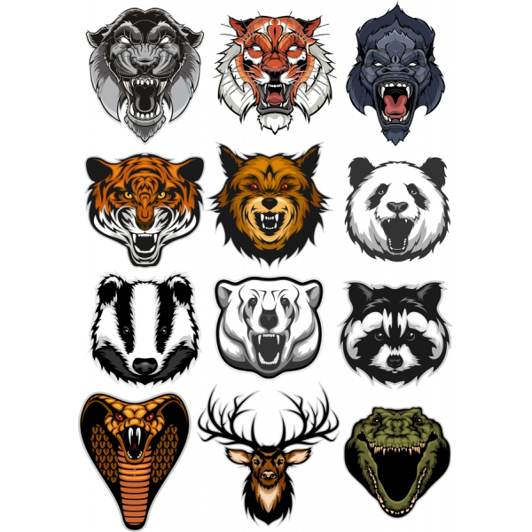 حیات وحش رزمندگان: Vector Clipart بسته نرم افزاری از حیوان شدید سر حیات وحش رزمندگان: Vector Clipart بسته نرم افزاری از حیوان شدید سر